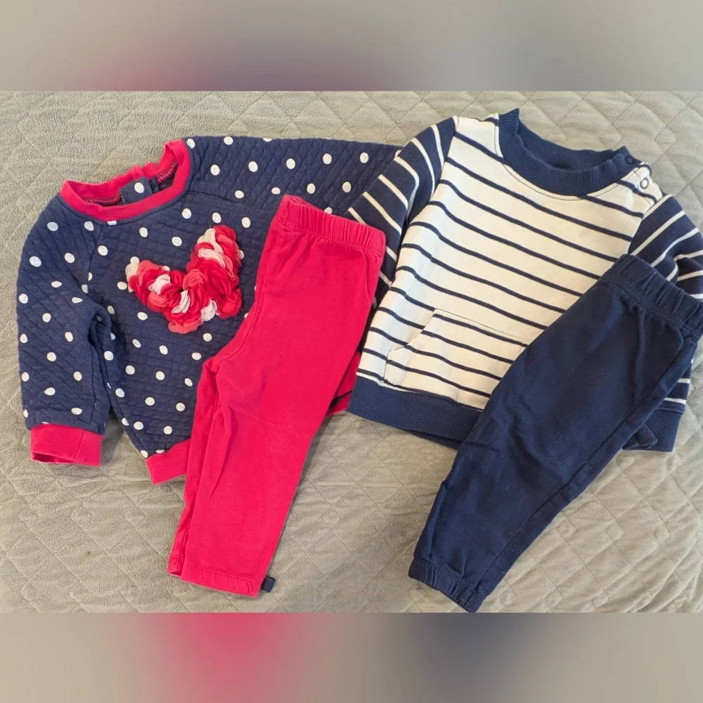 12M Kids' Polka Dot and Striped Outfit Set